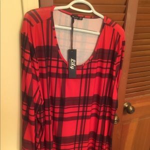 Lily 4XL Red plaid tunic shirt